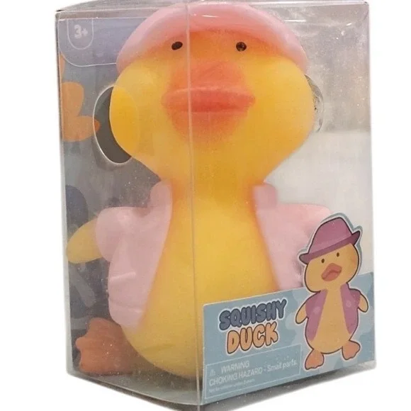 Set of 3 Squishy Duck Sensory Toys Pink Blue Purple Hat and Jacket 3+ - Picture 5 of 12